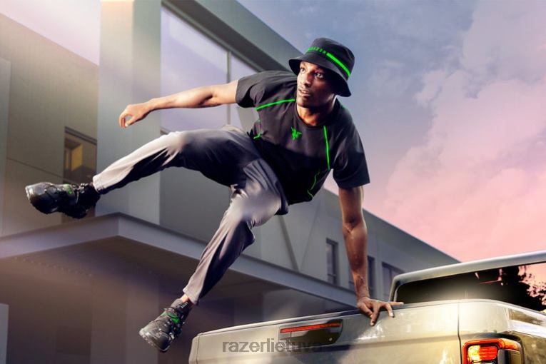 Razer drabužiai vienos spalvos athleisure – instinktų marškinėliai ZNZXF194