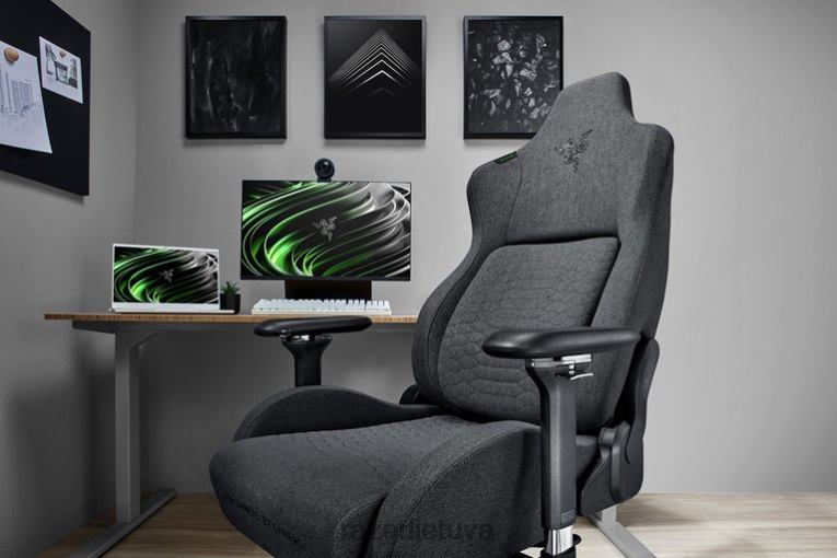 Razer žaidimų kėdė vienos spalvos iskur - tamsiai pilkas audinys ZNZXF137