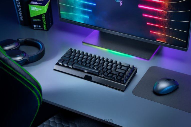 Razer klaviatūra juodas blackwidow v3 mini hyperspeed – fantominis leidimas – geltonas jungiklis – mus ZNZXF64